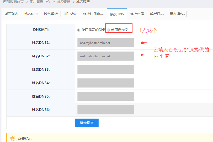 在自定義dns中，填入新的dns值